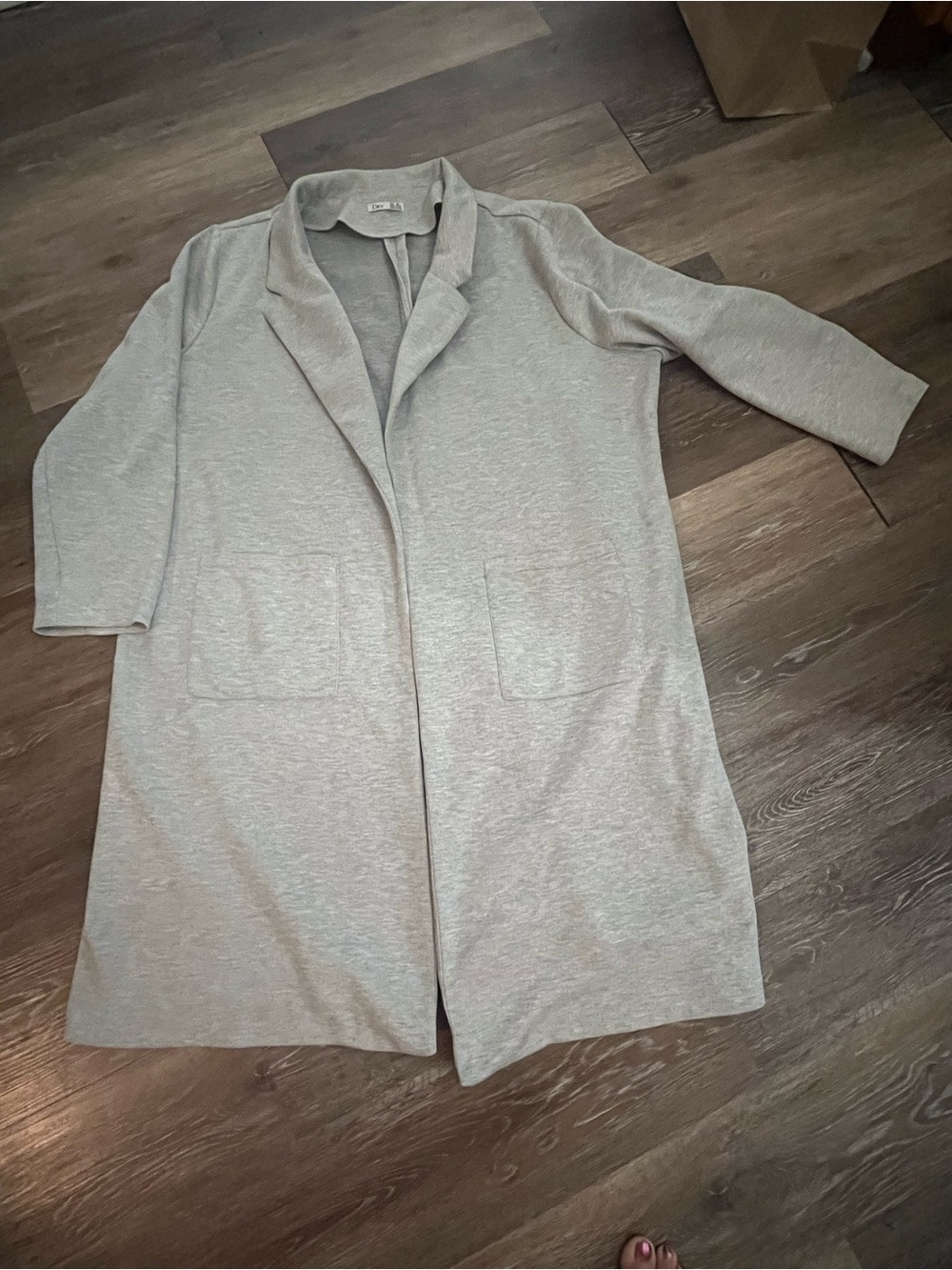 DEX Plus 3X Gray Knit Duster Cardigan Jacket Notch Lapel Pockets - Picture 3 of 10